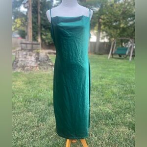 Emerald green Midi Slip Dress Large Spaghetti Straps Cocktail HOCO Xxxiticat